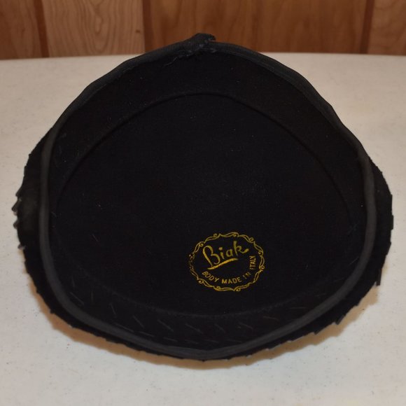 Vintage Biak Black Cocktail Hat Rhinestones Faux Pearls Juliet Cap Made in Italy - Picture 7 of 13